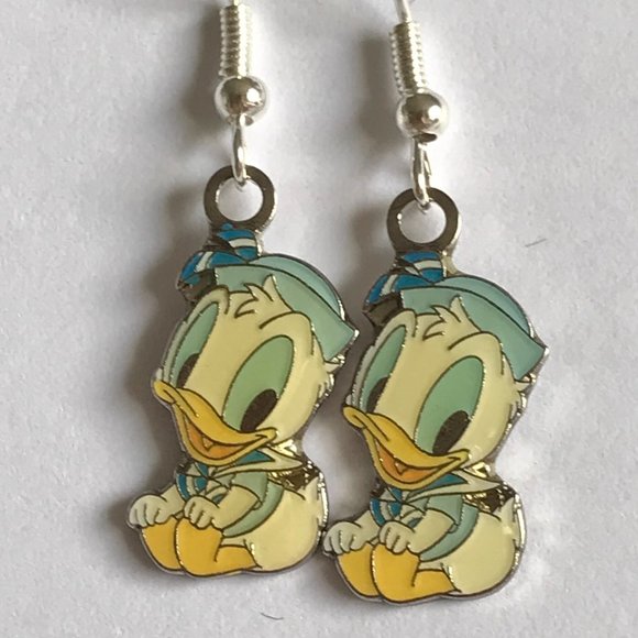 Vintage Disney Donald Duck Earrings Disneyana Signed Charms Disney Babies - Picture 10 of 11